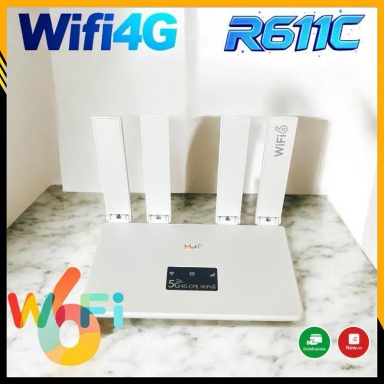 SIÊU RẺ Phát Wifi 4G R611C - 4 Ăngten Gấp Gọn, Wifi 6 Siêu Nhanh, Tản Nhiệt Hai Bên Thông Minh OK