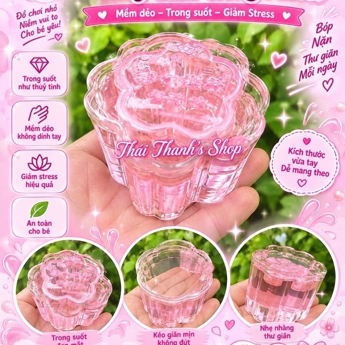 Slime-Slam thuỷ tinh trong suốt hồng Pastel