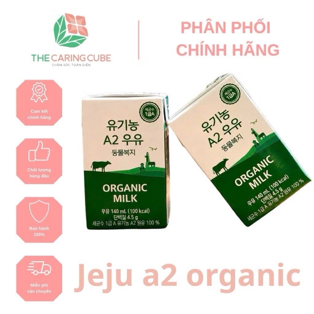 Sữa tươi A2 Hàn Quốc Jeju Organic Milk Cao Cấp Hộp 140ml