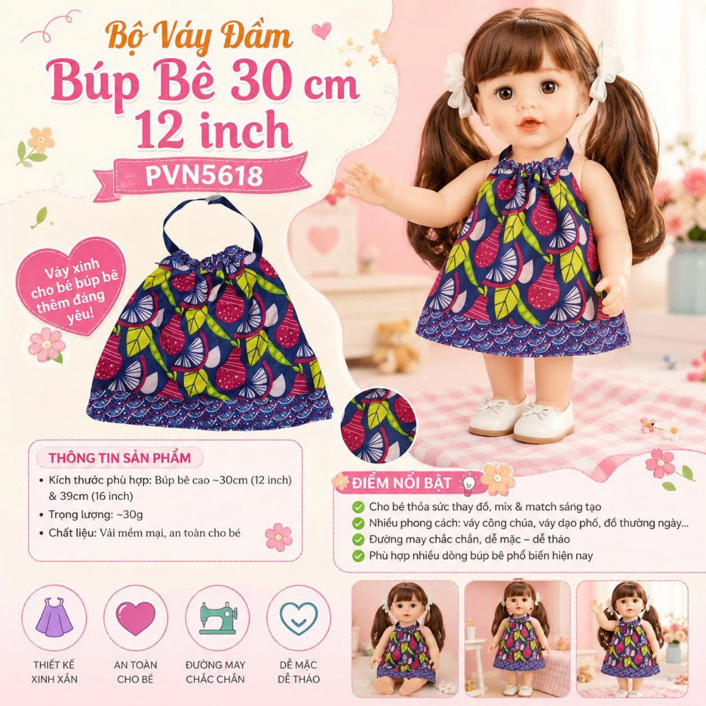 👗Váy Đầm Búp Bê 30 cm 12 inch| Trang Phục Búp Bê Disney Doll Clothes, Nathaniel, Baby Alive  PVN5618