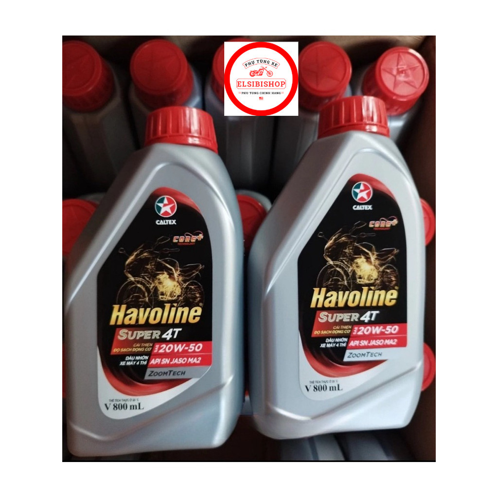 Bình 0.8L | Dầu nhớt xe máy xe số Caltex Havoline Super 20W50 4T 800ml Hàng Chính Hãng