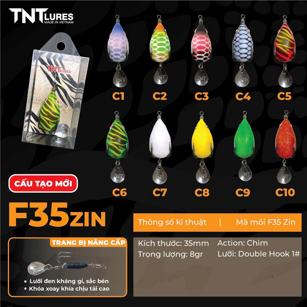 Mồi Giả Câu Cá F35 Chính Hãng TNT Chuyên Câu Lure Nhái Hơi F35 Siêu Nhạy okihggtt ụhaigbnhxg