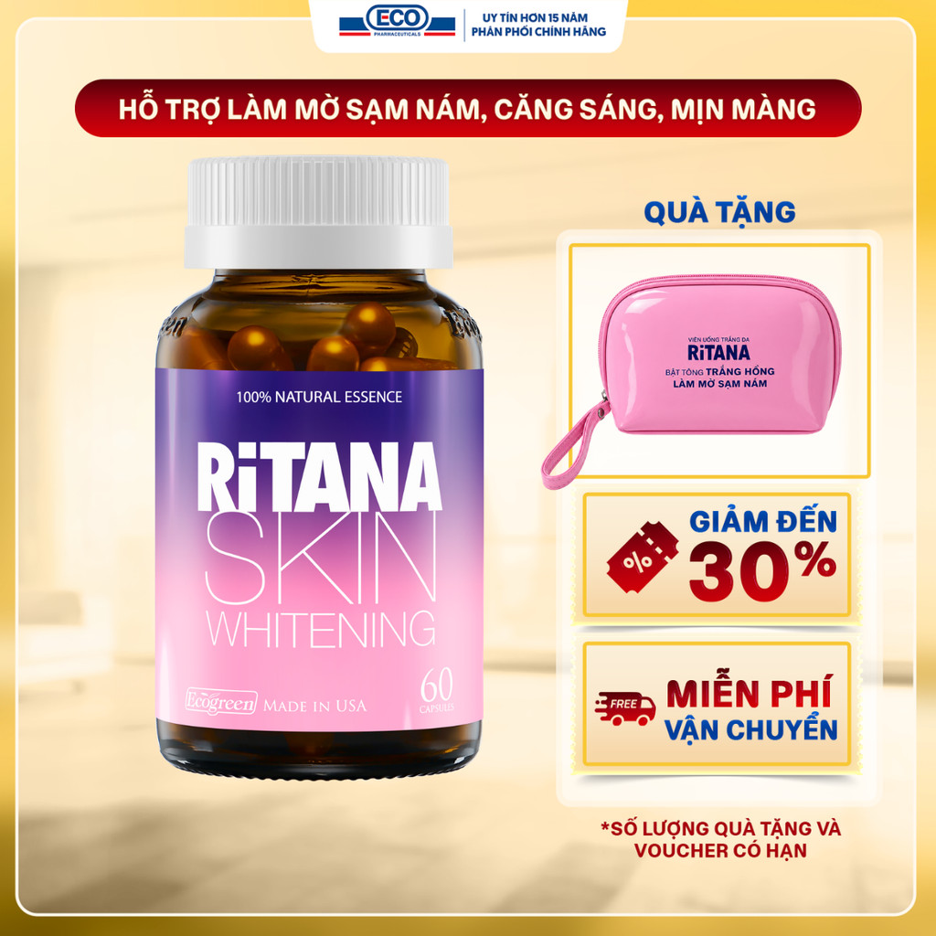[LIVE] Viên Trắng Da Ritana Ecogreen Hỗ Trợ Chống Lão Hóa, Làm Mờ Sạm Nám, Làm Trắng Da Nhập Khẩu Mỹ