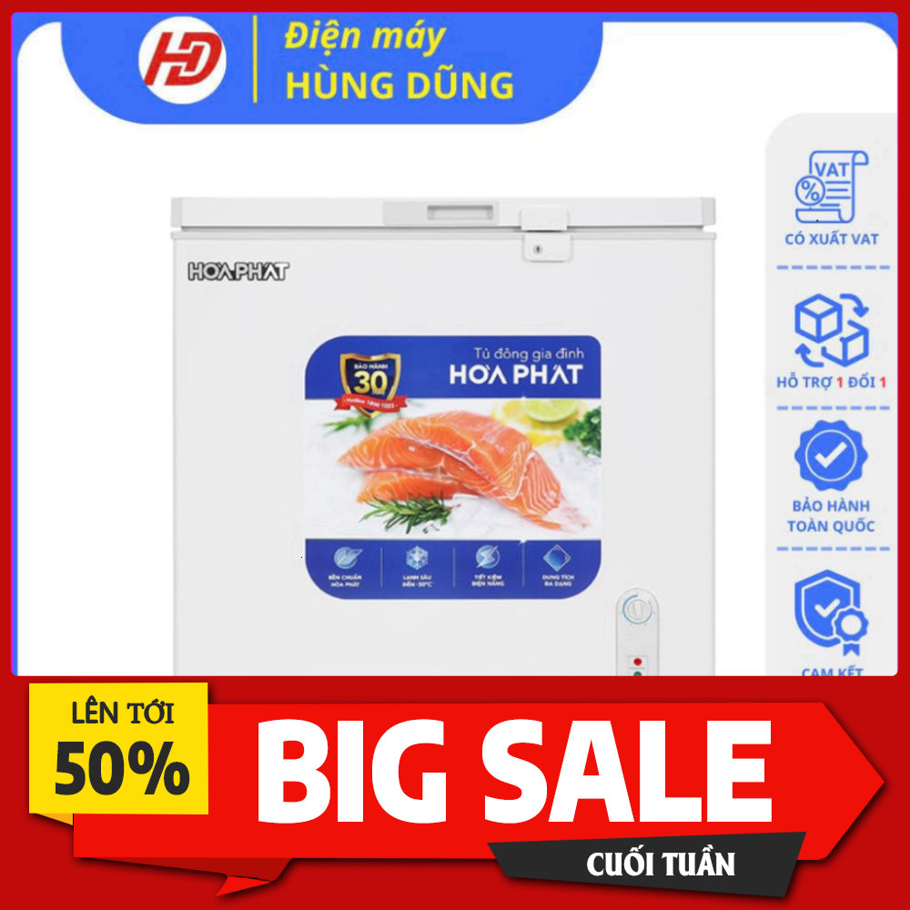 Khuyến mãi  Tủ Đông Hòa Phát 162Lít Inox HPF AD6162 Dàn Đồng Bảo Hành 24 Tháng Giao nhanh.