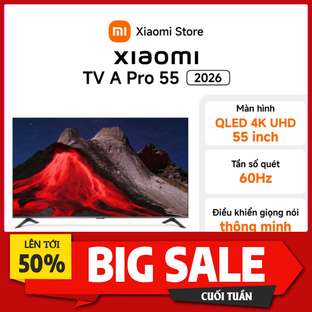 .Khuyến mãi  Máy Tivi Xiaomi A Pro 55" QLED Giọng Điều Khiển Chính Hãng 24 Tháng . Giọng điều khiển 