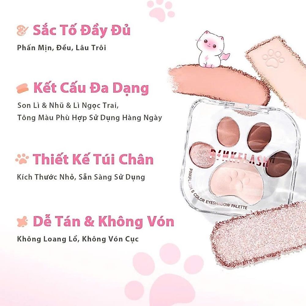 Ảnh 7 của Phấn mắt Pinkflash Meow Paw 5 màu bảng phấn mắt tinh tế bột mềm và mịn