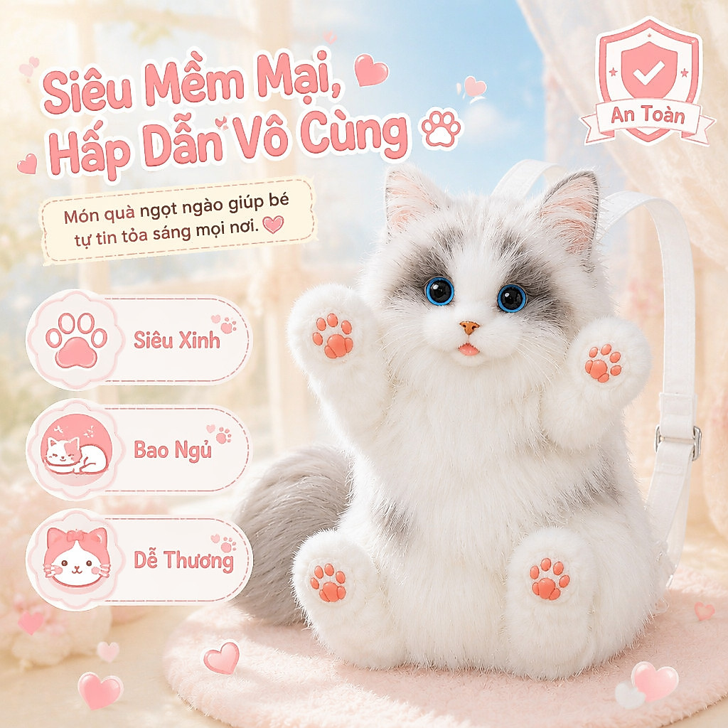 Balo Thú Cưng Hình Mèo Bối Công Giả Sim Balo Mèo Tam Hoa Balo Mèo Fluffy Balo Mèo Lông Dài Balo Mèo 