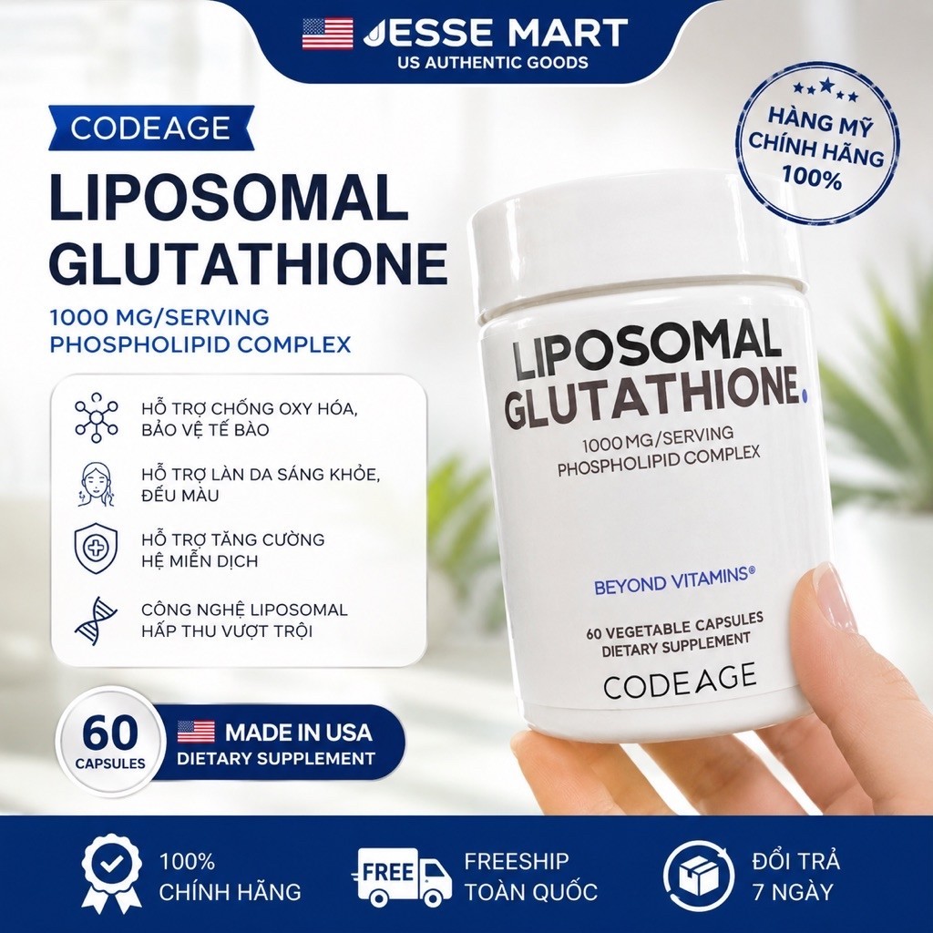 CODEAGE LIPOSOMAL GLUTATHIONE 1000MG/SERVING – 60 VIÊN