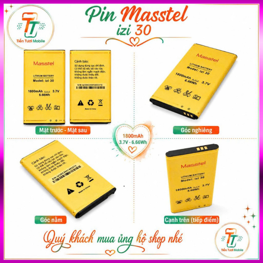Pin Masstel iZi 30 – Dung Lượng /mới ,Congtue 000