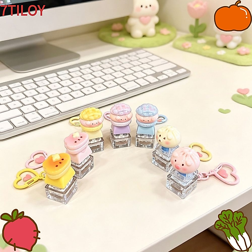 7TILOYSHOP Fidget Móc Khóa, Mũ Bàn Phím Ngón Tay Keycap Hoạt Hình, Vượt Qua Phím Thời Gian Nút 1 Phí