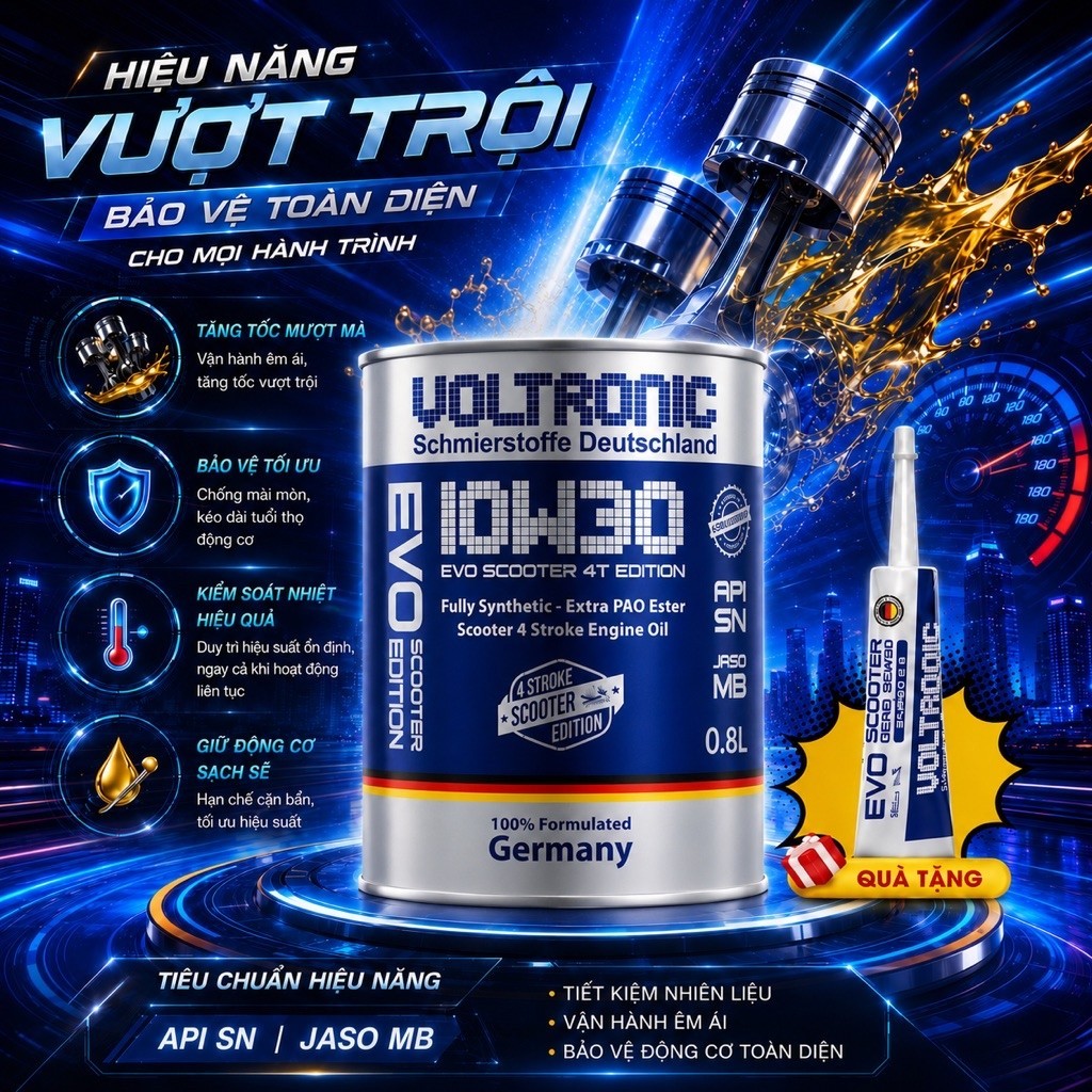 Nhớt Voltronic Scooter 10w30 sử dụng các dòng xe tay ga + kèm quà tặng láp nhớt Voltronic