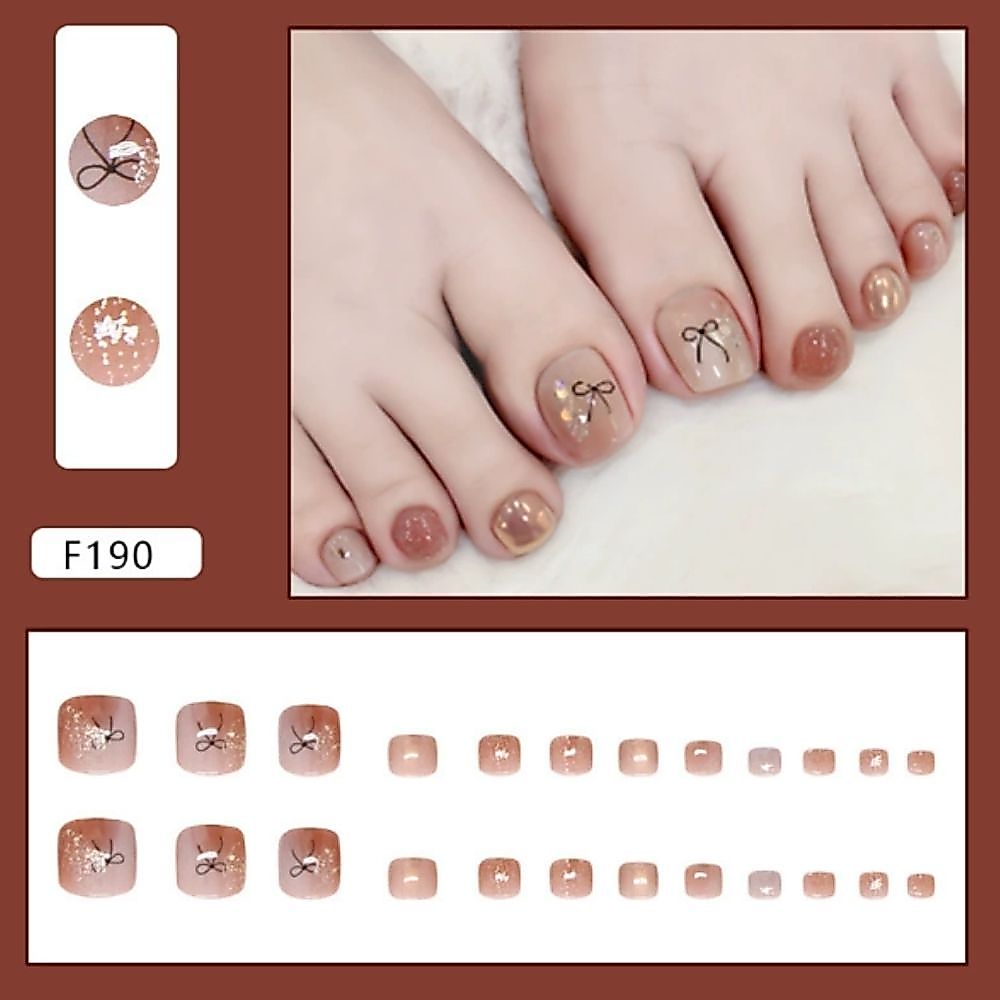 Ảnh 9 của Móng chân giả BEABIAI Nail box kèm keo gắn, thiết kế trơn, đính đá sang trọng