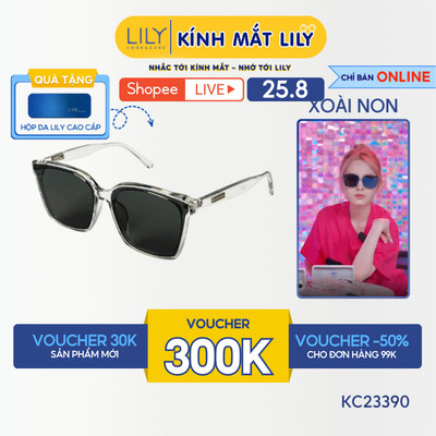 Kính mát Xoài non đeo mắt vuông nam nữ LILYEYEWEAR chất liệu nhựa cao cấp CHỐNG TIA UV400 màu sắc thời trang KC23390