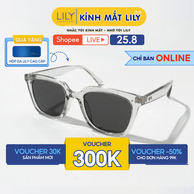 Kính mát vuông nam nữ LILYEYEWEAR kính nhựa cao cấp cứng cáp chống tia UV400 bảo vệ mắt kiểu dáng thời trang KC2352