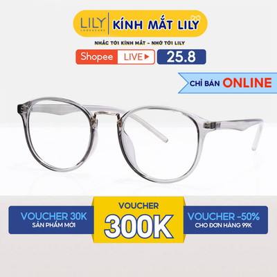Gọng kính tròn nam nữ chất liệu nhựa dẻo phụ kiện thời trang Lilyeyewear 22309 nhiều màu