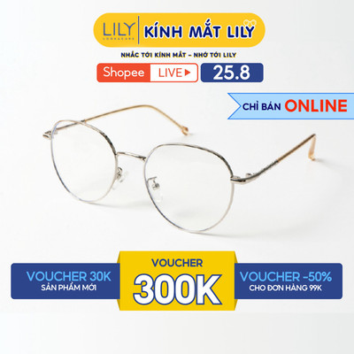 Gọng kính cận nữ Lilyeyewear mắt oval kim loại thanh mảnh màu sắc thời trang 292398