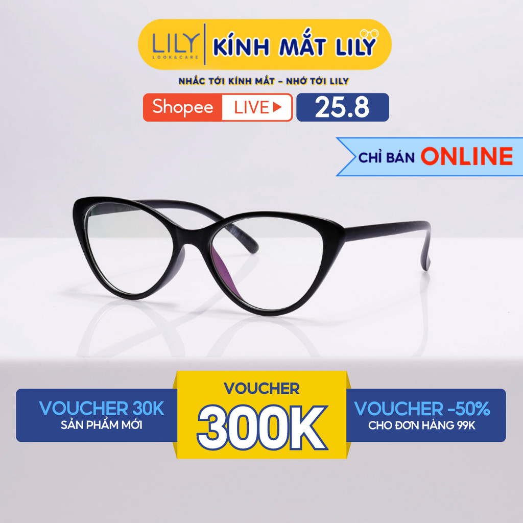 Kính mắt mèo nữ LILYEYEWEAR nhựa giả cận dễ đeo màu sắc thời trang 232383