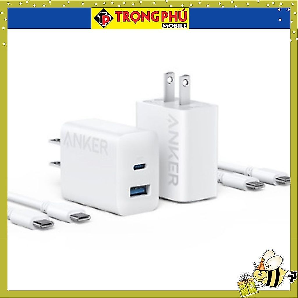 Bộ sạc TypeC-TypeC Anker 312 20W cốc sạc 2 cổng 1C1A B2348 kèm cáp TypeC - CH2
