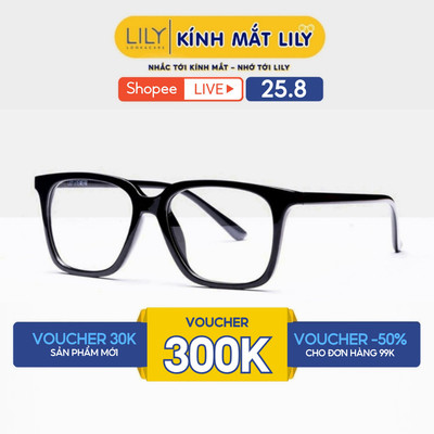 Gọng kính Nam Nữ Lilyeyewear mắt Vuông Giả cận nhựa cứng cáp màu sắc Thời trang C0001