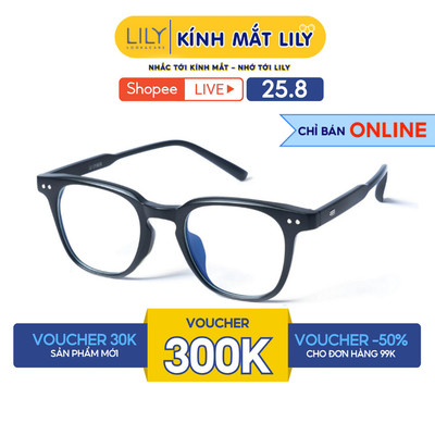 Kính cận nam Lily Eyewear chất liệu nhựa cứng cáp mắt vuông giả cận thời trang LUTTO 636