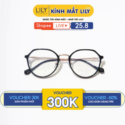 Kính kim loại nam nữ LILYEYEWEAR gọng bo tròn dễ đeo phù hợp với nhiều khuôn mặt kiểu dáng thời trang 6204