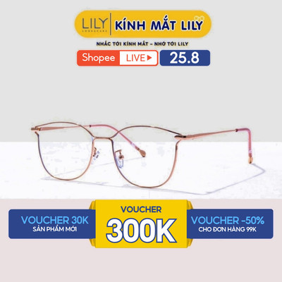 Gọng kính mắt nữ LILYEYEWEAR kim loại thanh mảnh nhẹ nhàng màu sắc kiểu dáng thời trang Hàn Quốc 72835