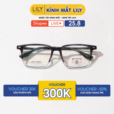 Gọng kính cận vuông nam nữ LILYEYEWEAR chất liệu B-Titanium kiểu dáng thời trang 3123