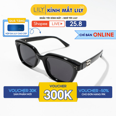 Kính mát nam nữ LILYEYEWEAR chống tia UV400 đi đường bảo vệ mắt họa tiết thời trang 19333
