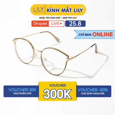 Kính gọng tròn thời trang nam nữ LILYEYEWEAR kim loại thanh mảnh chống ánh sáng xanh màu sắc thời trang 23001