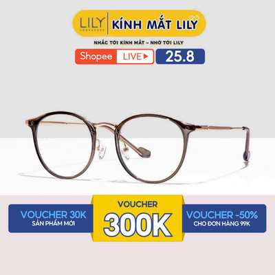 Kình gọng tròn nam nữ LILYEYEWEAR chất liệu nhựa chắc chắn đễ đeo hợp nhiều khuôn mặt màu sắc thời trang T7251