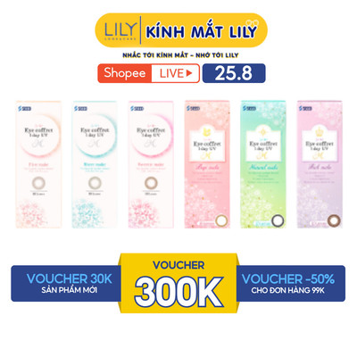 Lens 1 ngày LILYEYEWEAR kính áp tròng cận màu SEED Eye coffret 1day UV số 1 Nhật Bản độ tới 6.5