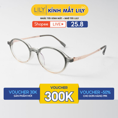 Gọng kính mắt Oval nam nữ LILYEYWEAR chất liệu nhựa phối càng kim loại cao cấp kiểu dáng thời trang hiện đại 0958