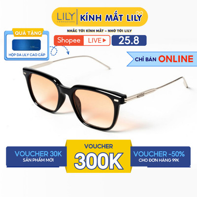 Kính mát vuông nam nữ LILYEYEWEAR kính nhựa gọng kim loại cứng cáp chống tia UV400 bảo vệ mắt kiểu dáng thời trang KC32