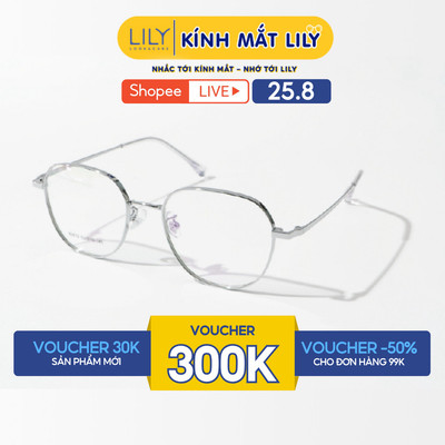 Gọng kính đa giác nam nữ LILYEYEWEAR chất liệu kim loại cao cấp thanh mảnh nhẹ nhàng kiểu dáng thời trang 86619