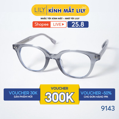 Gọng kính mắt vuông bo góc nam nữ LILYEYEWEAR chất liệu nhựa cao cấp chắc chắn kiểu dáng hiện đại thời trang 9143