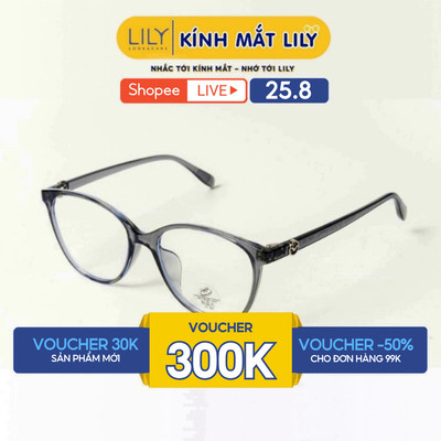 Gọng kính cận tròn nam nữ LILYEYEWEAR chất liệu nhựa cao cấp chắc chắn màu sắc kiểu dáng thời trang 23023