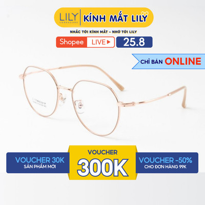 Gọng kính đa giác nam nữ LILYEYEWEAR chất liệu  kim loại cao cấp chắc chắn màu sắc và kiểu dáng thời thượng 55060KOR