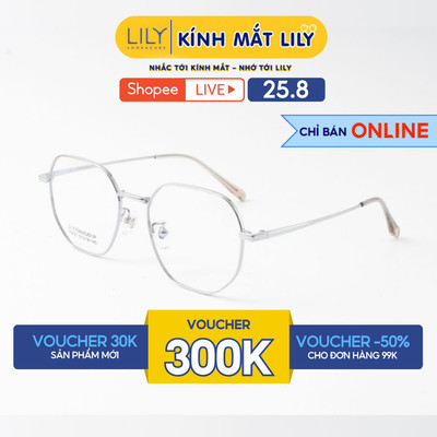 Gọng kính đa giác nam nữ LILYEYEWEAR chất liệu kim loại cao cấp chắc chắn màu sắc thời trang kiểu dáng hiện đại 55007KOR