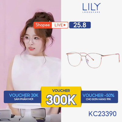 Gọng kính mắt mèo LILYEYEWEAR chất liệu kim loại cao cấp thanh mảnh màu sắc hiện đại kiểu dáng thời trang Hàn Quốc 72835