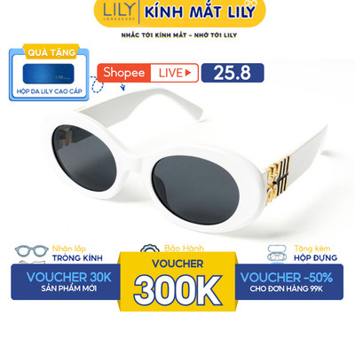 Kính mát nam nữ LILYEYEWEAR kính mắt oval chất liệu nhựa cao cấp chống UV400 kiểu dáng màu sắc hiện đại thời trang 20394