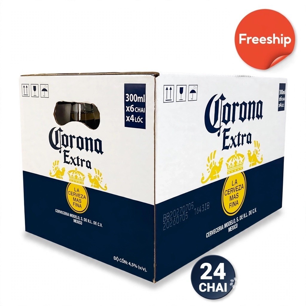 Hoả Tốc HCM [Date 07.2027]Thùng x 24 Chai Bia Corona Extra 4.5% 300ml