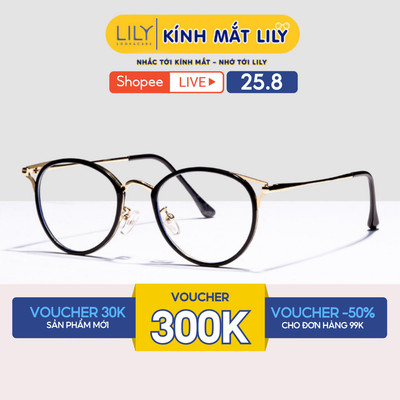 Gọng kính mắt mèo LILYEYEWEAR gọng chất liệu nhựa phối càng kim loại cao cấp, kiểu dáng thời trang hiện đại 90029