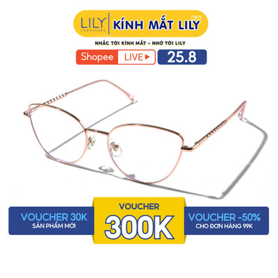 Gọng kính mắt mèo nam nữ LILYEYEWEAR chất liệu kim loại cao cấp chắc chắn kiểu dáng hiện đại màu sắc thời trang 93006
