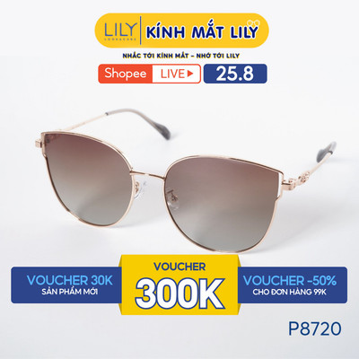 Kính mát thời trang nam nữ LILYEYEWEAR chất liệu càng kim loại cao cấp, mắt kính phân cực chống UV400 bảo vệ mắt P8720