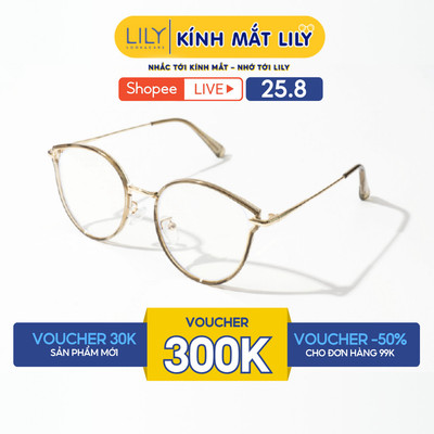 Gọng kính mắt mèo nam nữ LILYEYEWEAR chất liệu nhựa phối càng kim loại cao cấp kiểu dáng hiện đại thời trang 23001