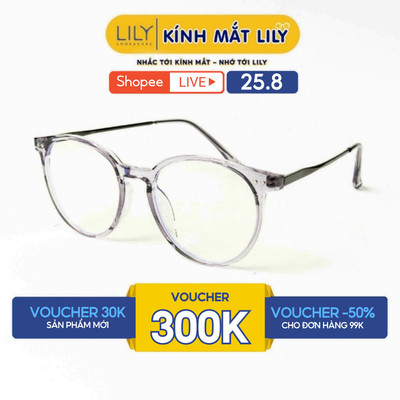 Gọng kính mắt tròn nam nữ LILYEYEWEAR chất liệu nhựa cao cấp chắc chắn màu sắc và kiểu dáng thời trang 30060KOR