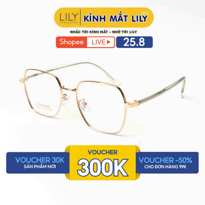 Gọng kính mắt nam nữ LILYEYEWEAR chất liệu Titan cao cấp nhẹ nhàng chắc chắn màu sắc và kiểu dáng thời trang 3087KOR