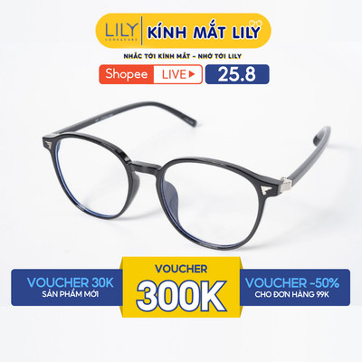 Gọng kính mắt tròn nam nữ LILYEYEWEAR chất liệu nhựa cao cấp chắc chắn kiểu dáng hiện đại màu sắc thời trang 10396KOR