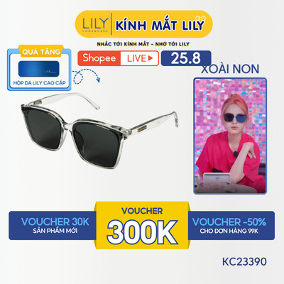 Kính mát vuông nam nữ LILYEYEWEAR chất liệu nhựa cứng cáp chắc chắn CHỐNG TIA UV400 kiểu dáng thời trang KC23390