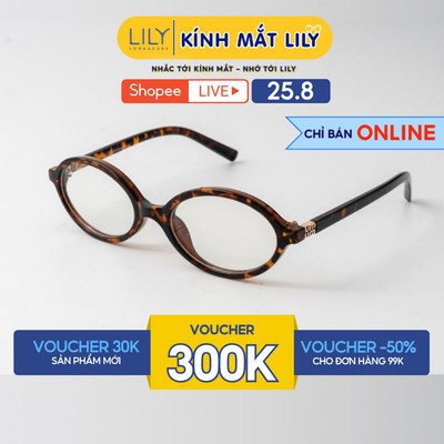 Gọng kính mắt Oval nam nữ LILYEYEWEAR chất liệu nhựa cao cấp chắc chắn kiểu dáng thời trang màu sắc hiện đại 1294KOR